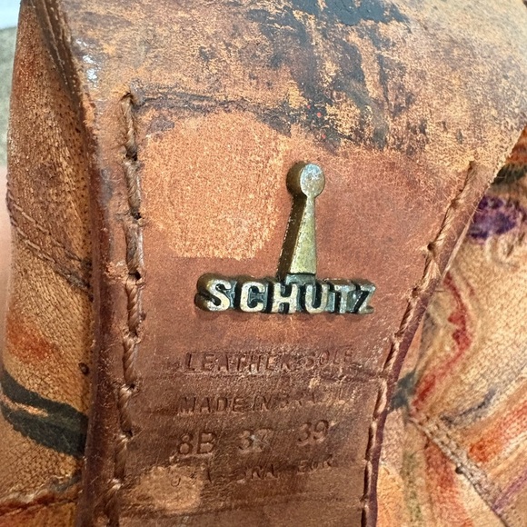 Schutz leather boots slouch ankle boots multi color doodle drawing floral Size 8 - Picture 8 of 10